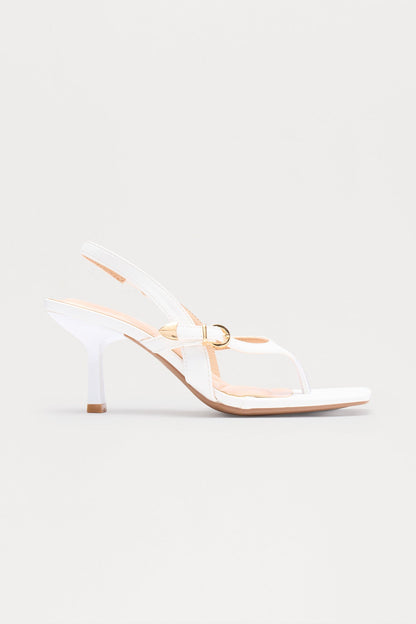 Kyler Buckle Slingback Heels - White