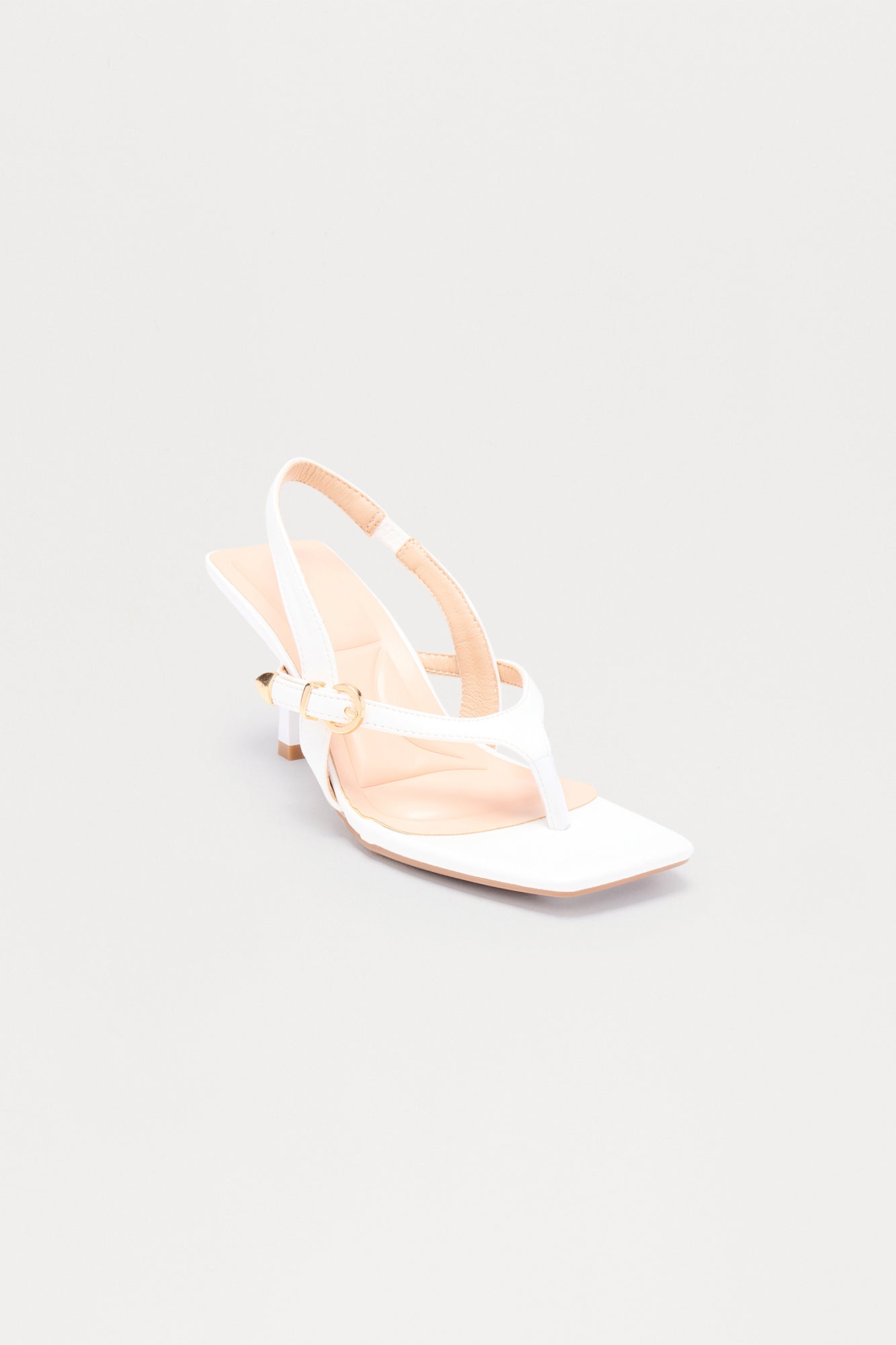 Kyler Buckle Slingback Heels - White