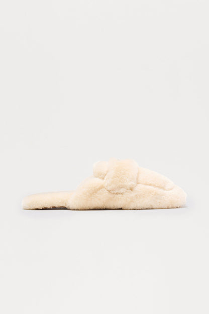 Stasi Faux Fur Slippers - Cream