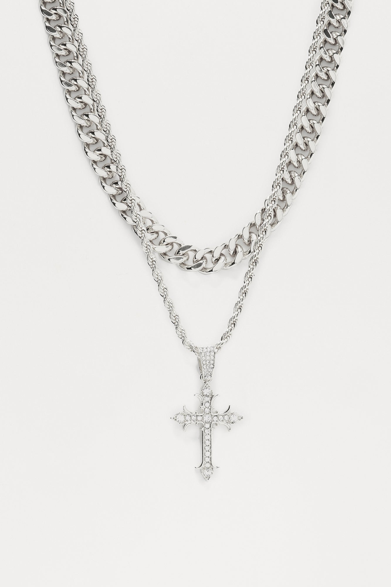 Moon Lit 2 Piece Necklace Set - Silver
