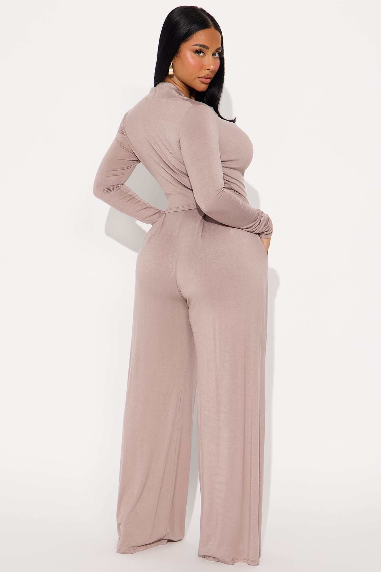 Hazel Cowl Neck Pant Set - Taupe