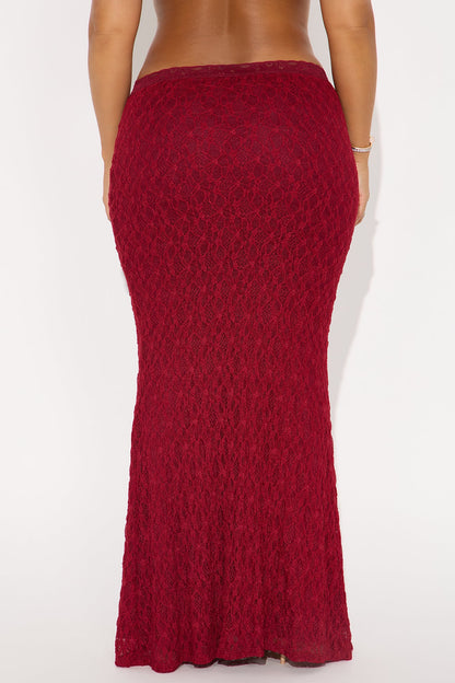 Lost In Love Mermaid Lace Maxi Skirt - DarkRed