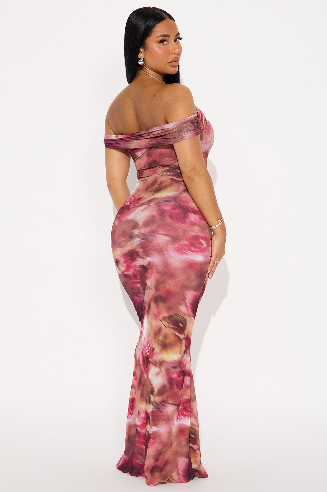 Jasmyn Off Shoulder Maxi Dress - Pink/combo