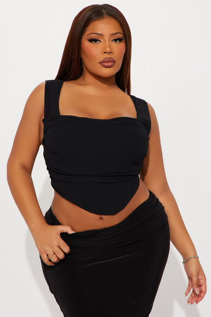 Always Moody Chiffon Corset Top - Black