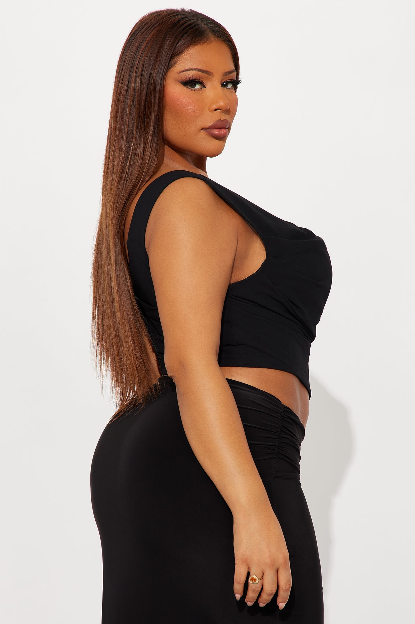 Always Moody Chiffon Corset Top - Black