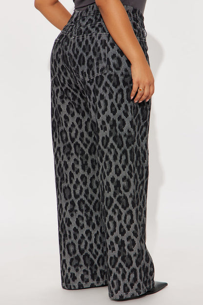Danger Zone Leopard Straight Leg Jeans - Black/combo