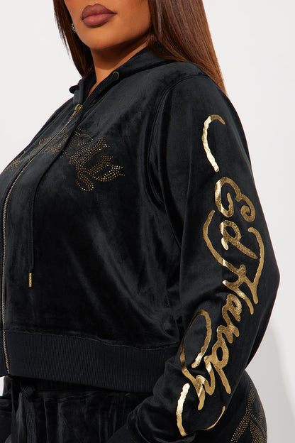 Ed Hardy Tattoo Gold Eagle Velour Pant Set - Black