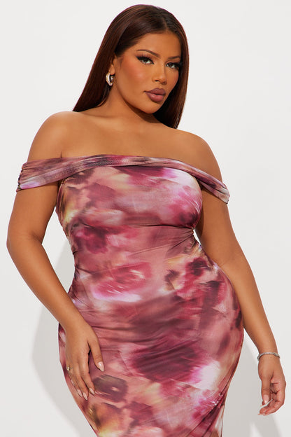 Jasmyn Off Shoulder Maxi Dress - Pink/combo