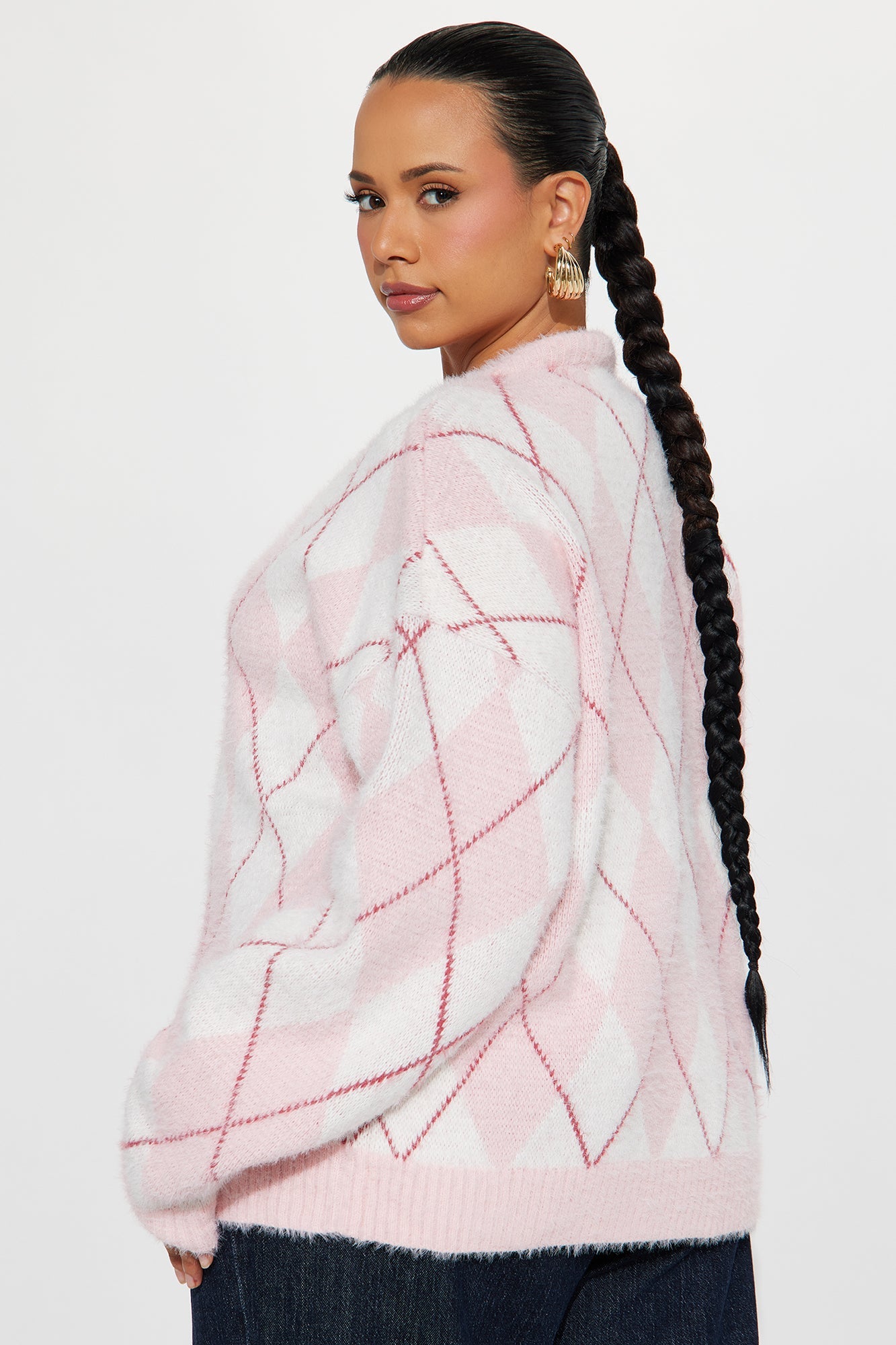 Preppy Girl Argyle Cardigan - Pink/combo