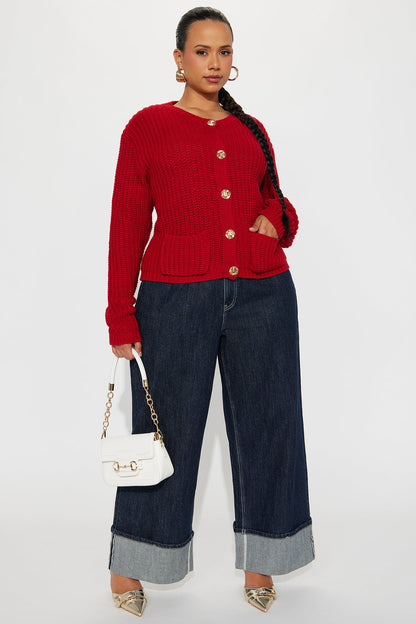 Bring Me Hot Cocoa Cardigan - Red