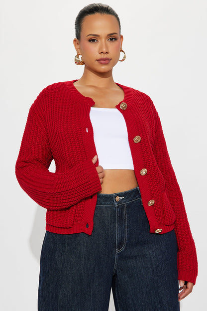 Bring Me Hot Cocoa Cardigan - Red