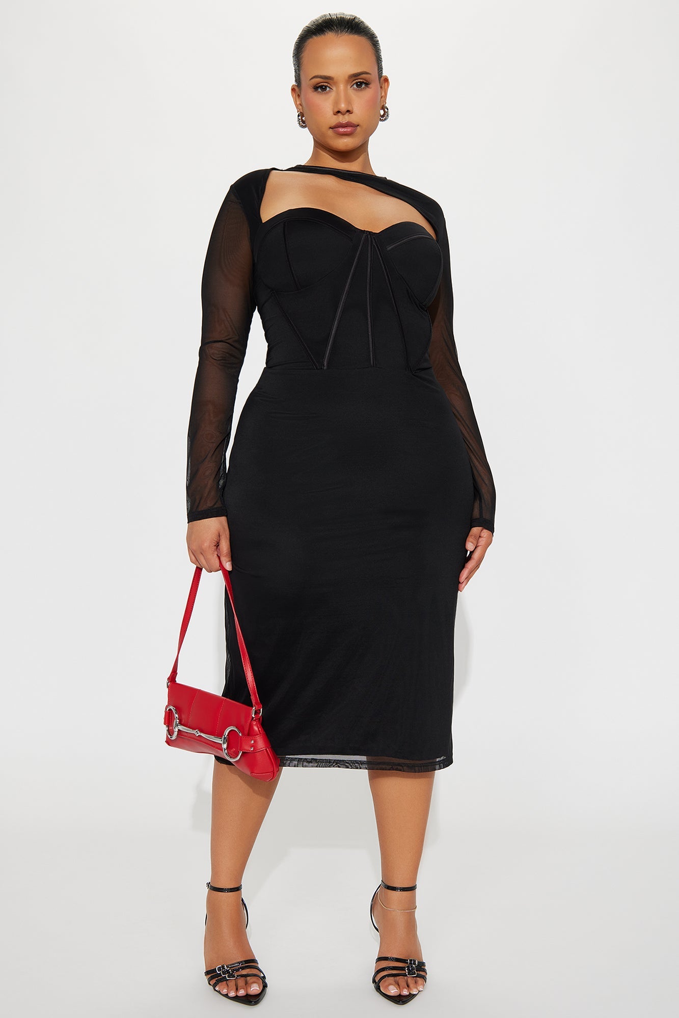 Cocktail Hour Corset Midi Dress - Black