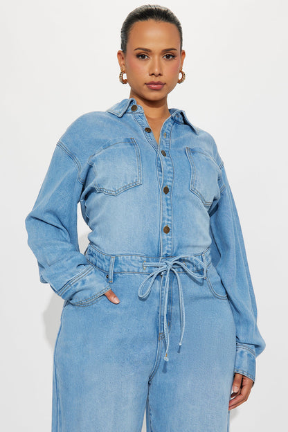 Serafi Denim Jumpsuit - Medium Wash