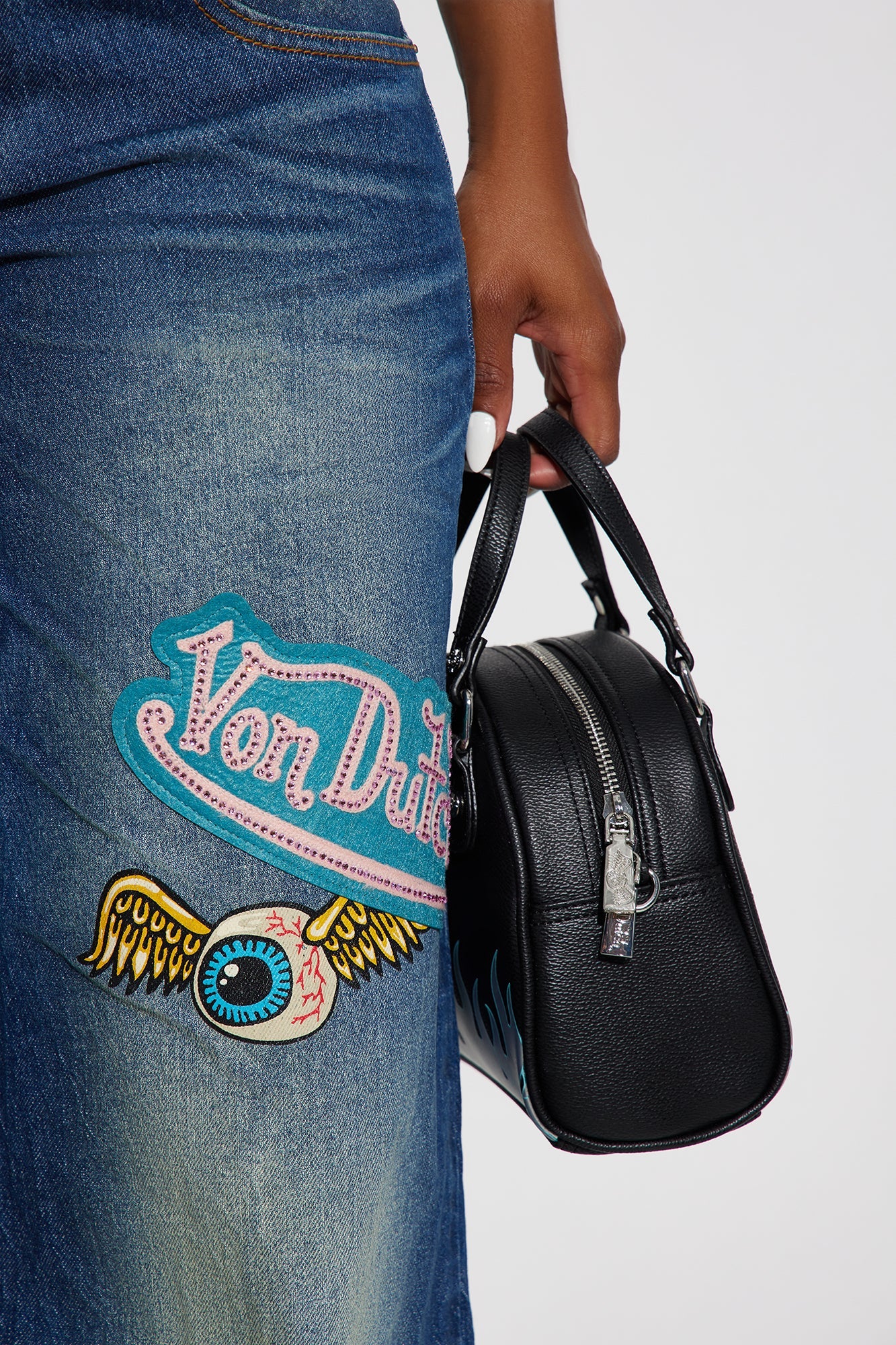 Von Dutch Eyeball Tinted Wide Leg Jeans - Dark Wash