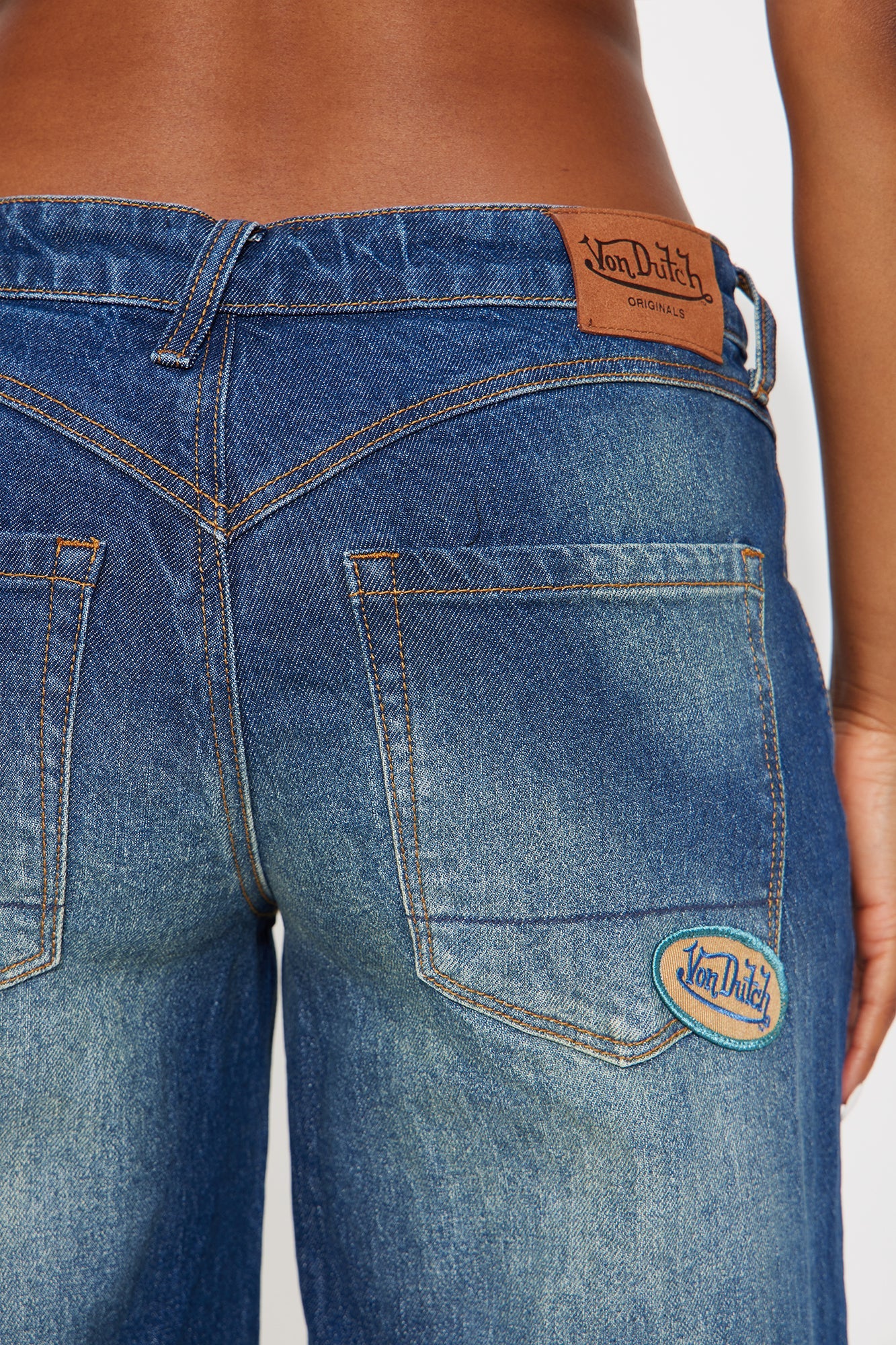 Von Dutch Eyeball Tinted Wide Leg Jeans - Dark Wash