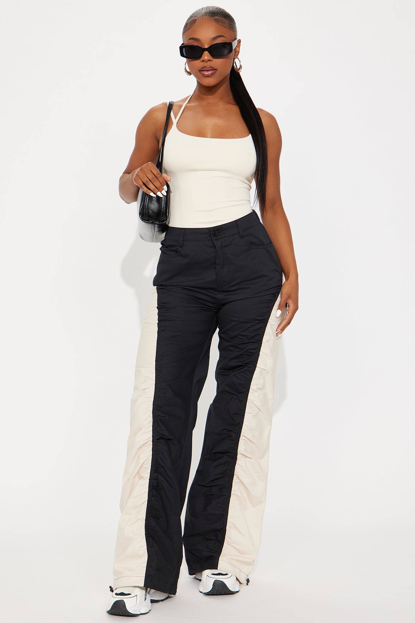 Sarah Wide Leg Colorblock Pants 33 - Black/combo