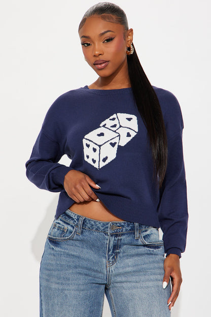 Take My Chances Dice Sweater - Navy/combo