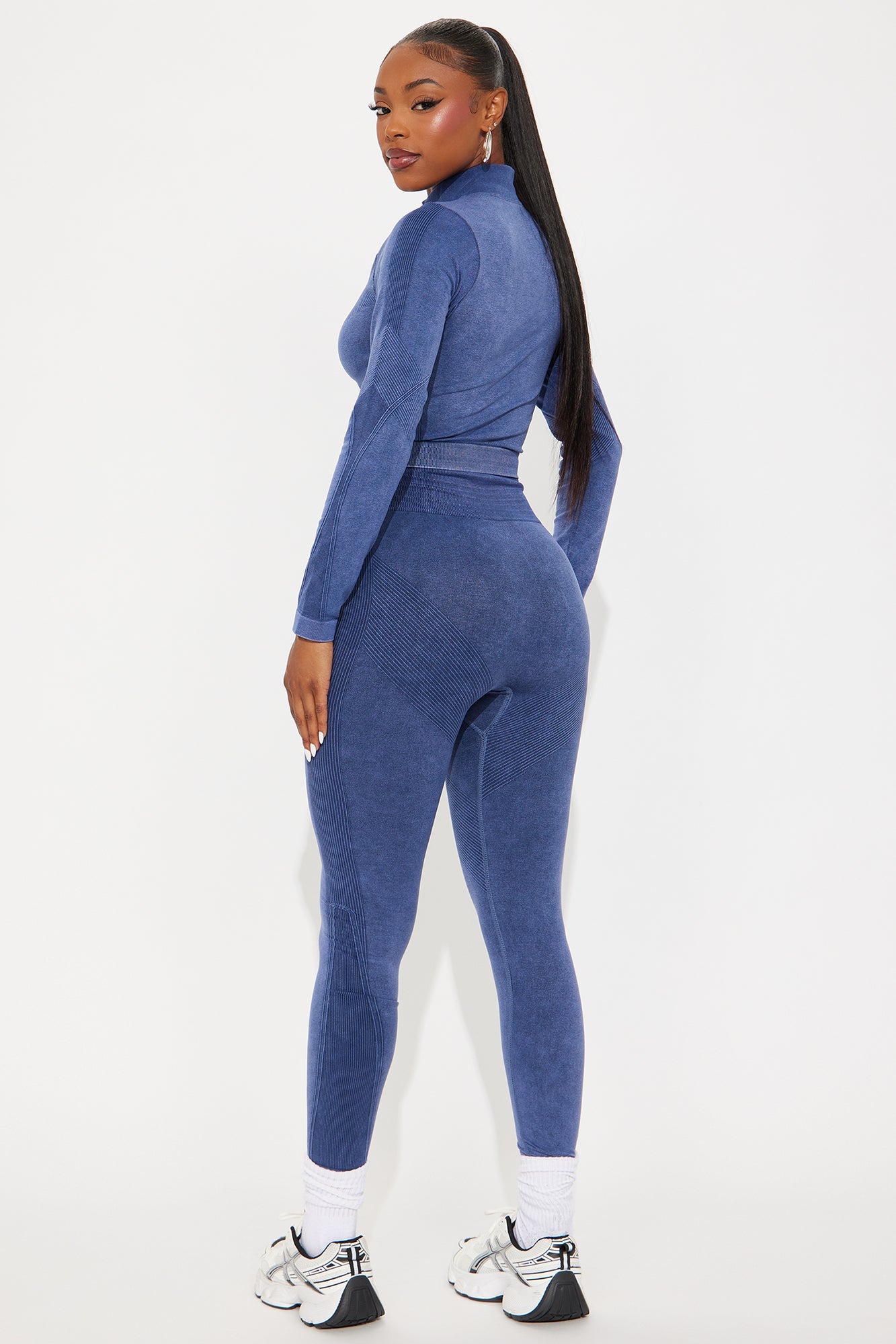 Cathy Washed Seamless Pant Set - Navy