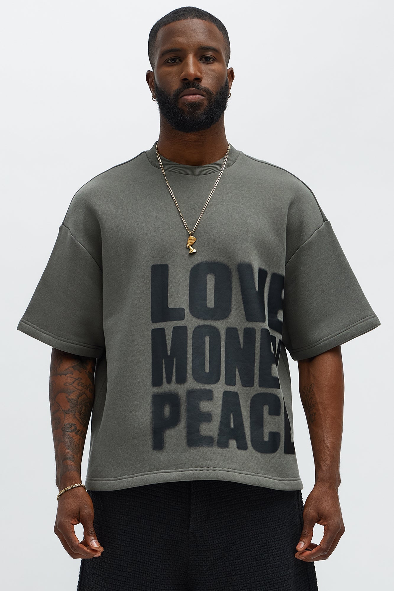 Tyson Oversized Spray Paint Short Sleeve Tee - Dark Grey