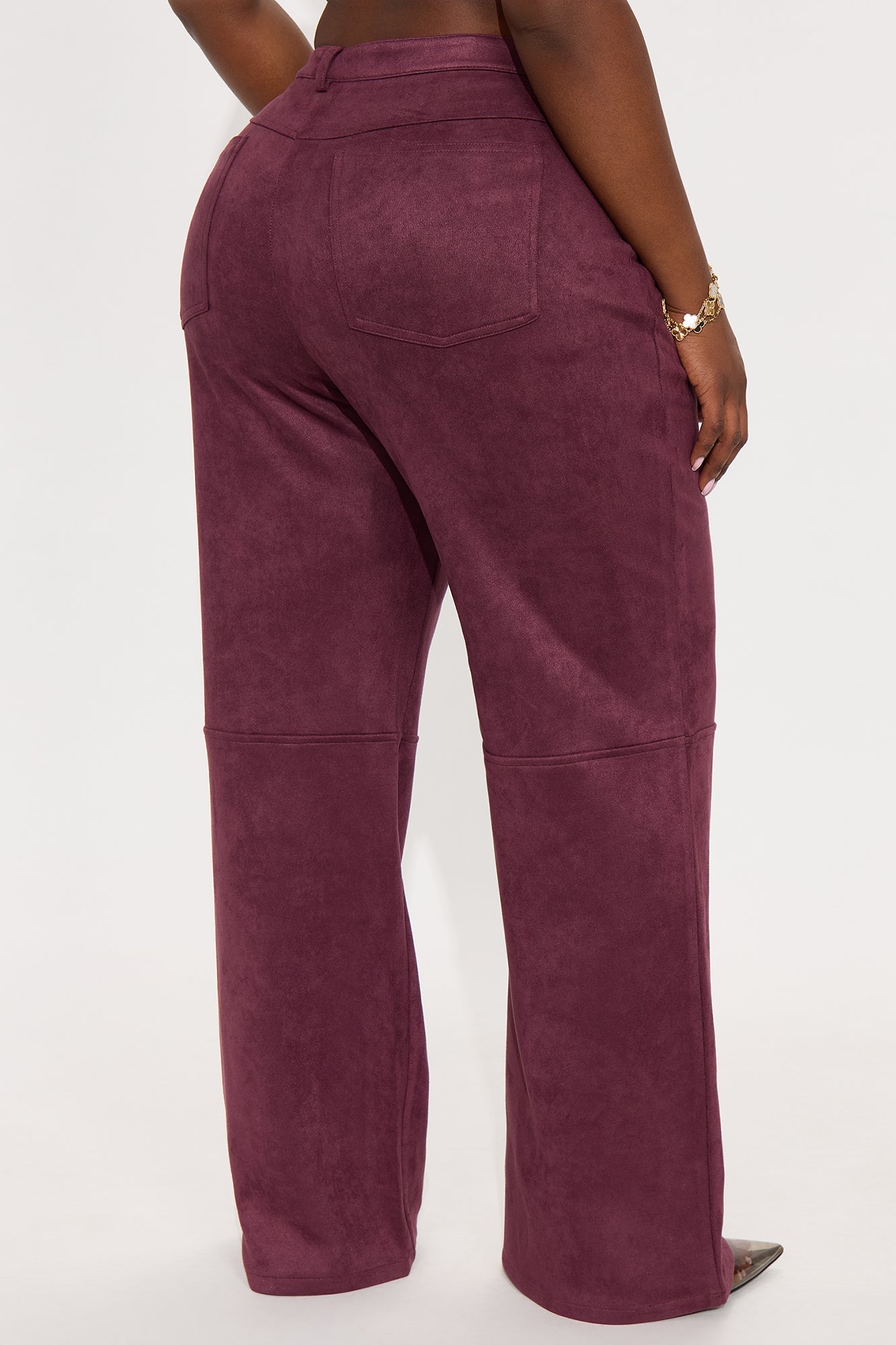Gianna Faux Suede Wide Leg Pant - Wine