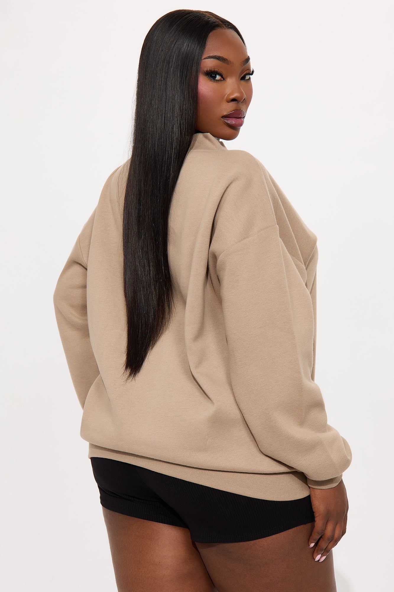 The Classic Mock Neck Sweatshirt - Taupe