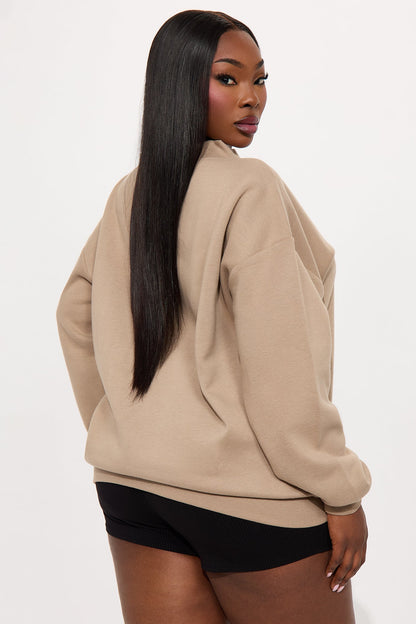 The Classic Mock Neck Sweatshirt - Taupe