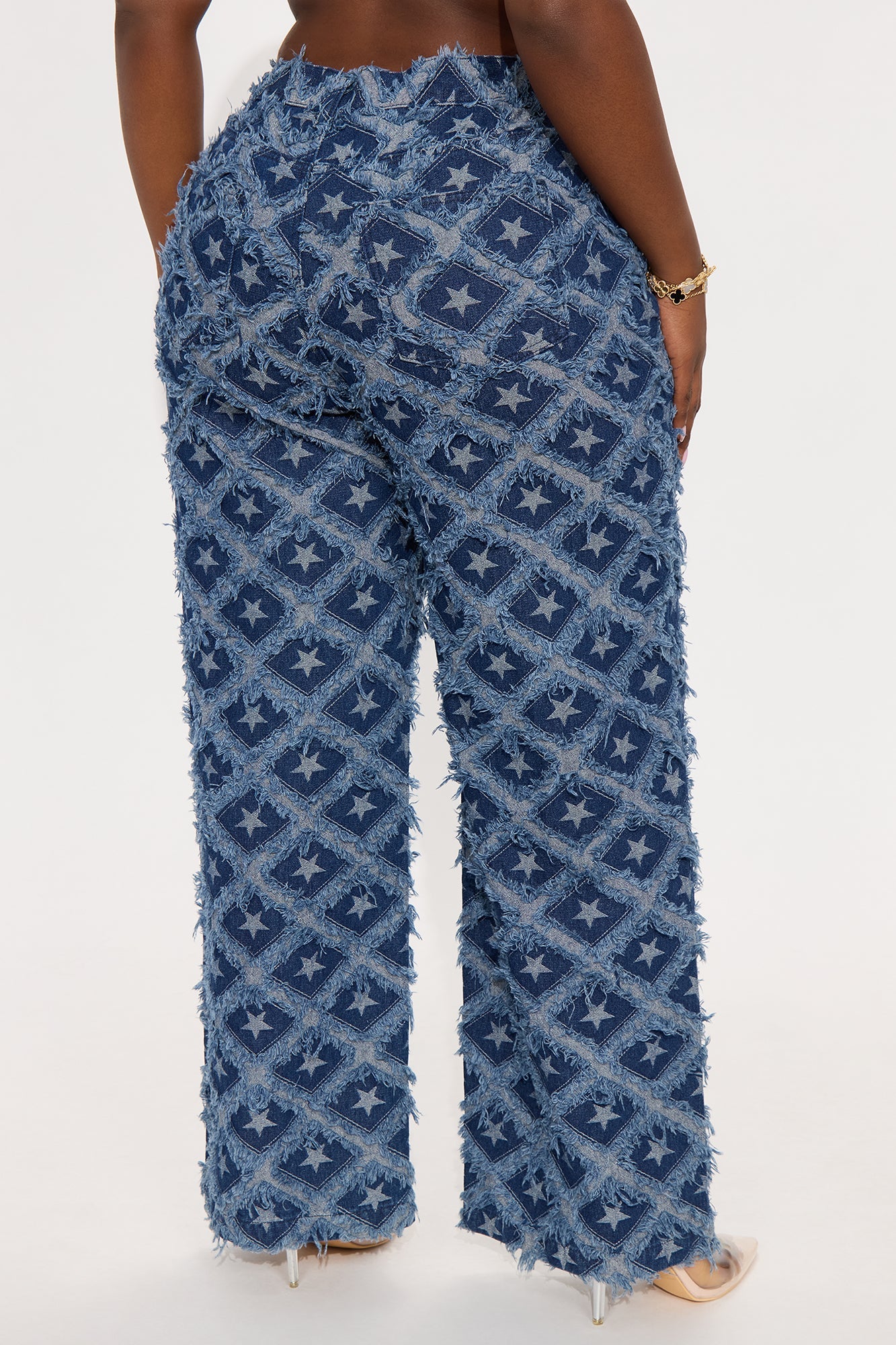 Stars Have Aligned Jacquard Straight Leg Jeans - Dark Wash