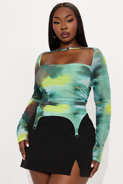 Club Skate Mesh Long Sleeve Top - Sage/combo
