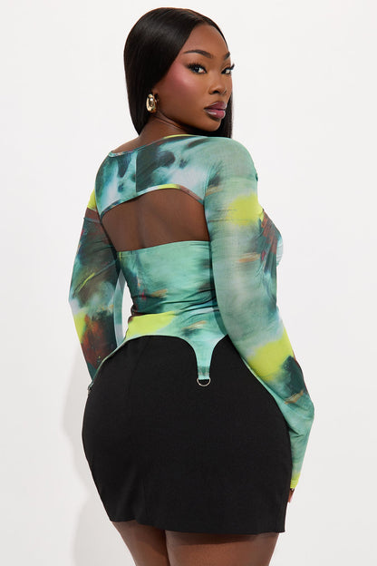 Club Skate Mesh Long Sleeve Top - Sage/combo