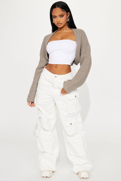 Cool Girl Mood Bolero Sweater - Taupe