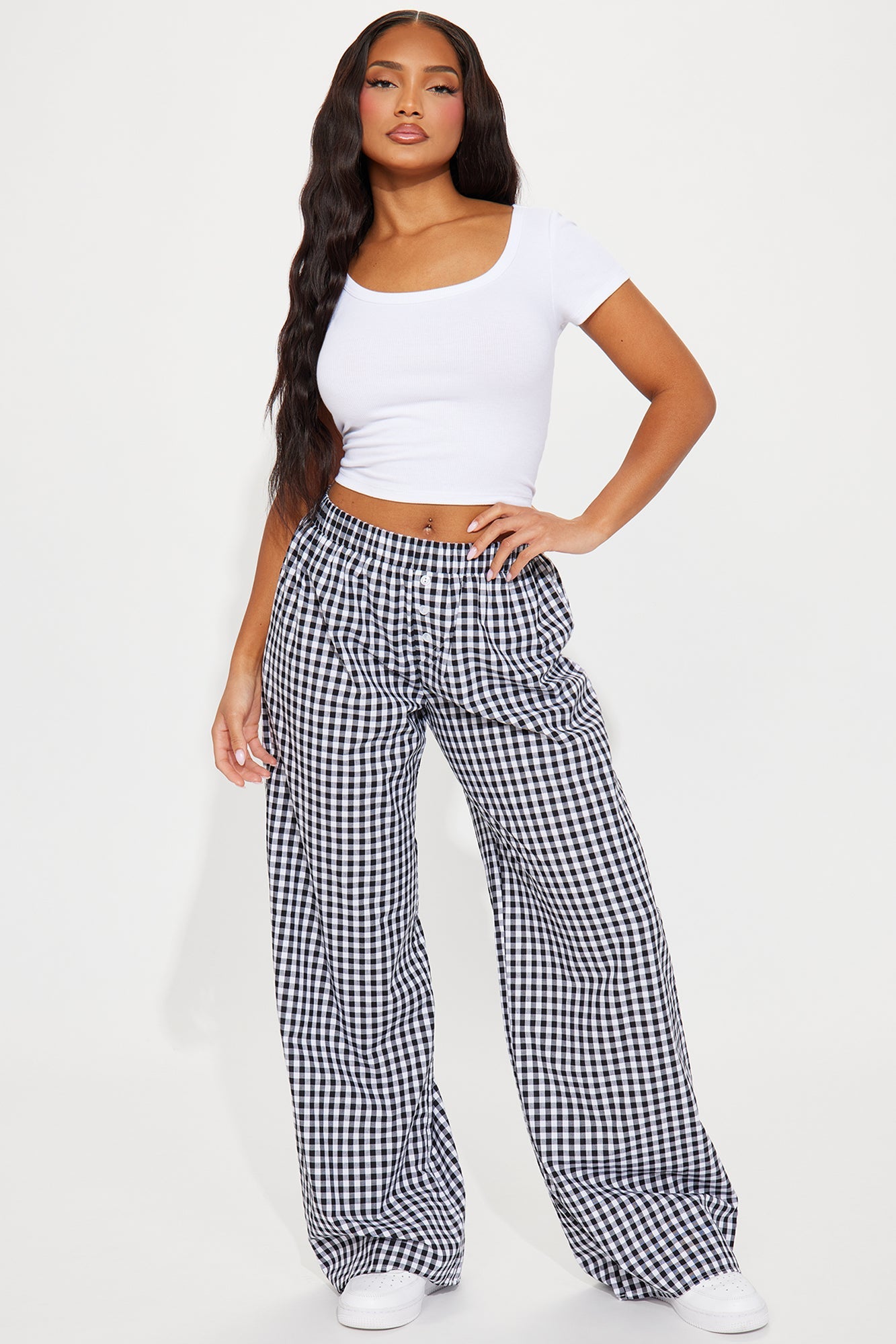 Cruise Along Gingham Boxer Pant - Black/White
