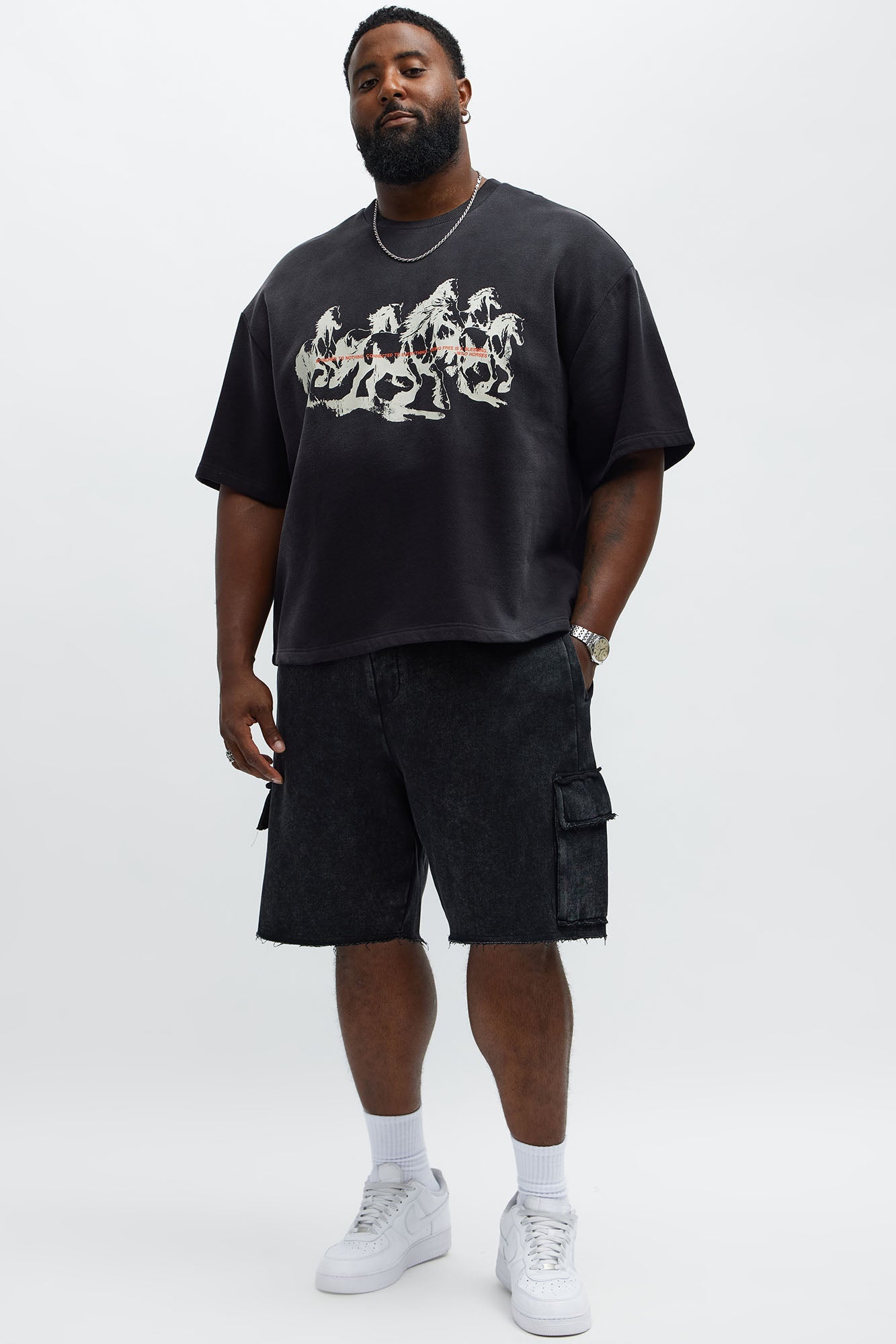 Cargo Baggy Sweatshort - Black