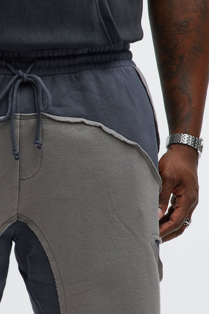 Patchwork Baggy Sweatshort - Grey