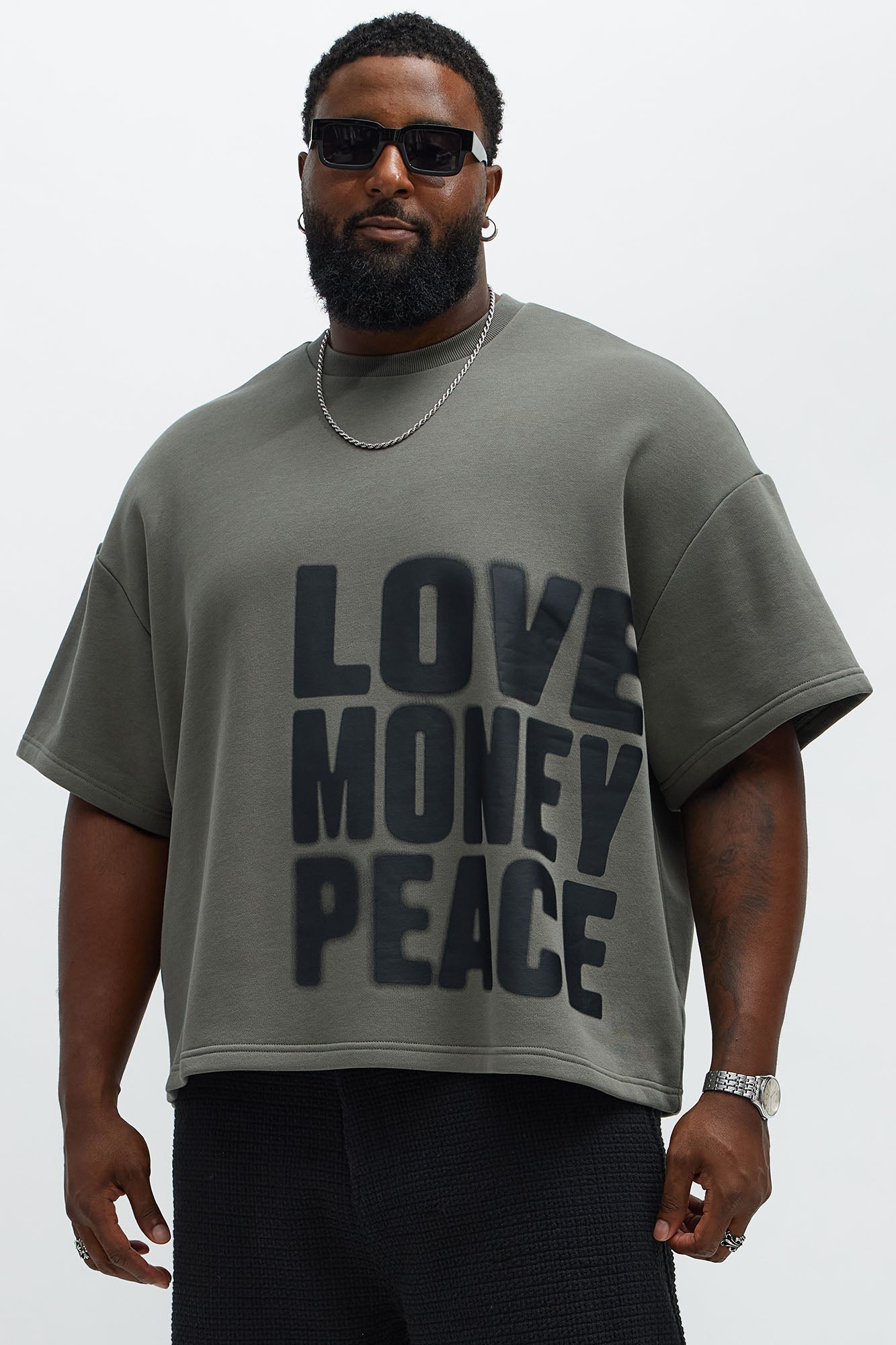 Tyson Oversized Spray Paint Short Sleeve Tee - Dark Grey