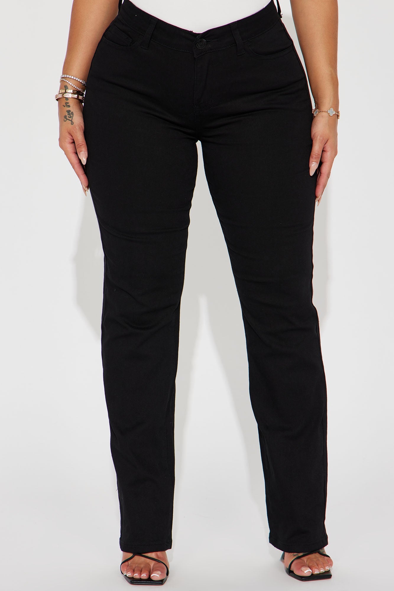 Straight Leg Uniform Pants - Black