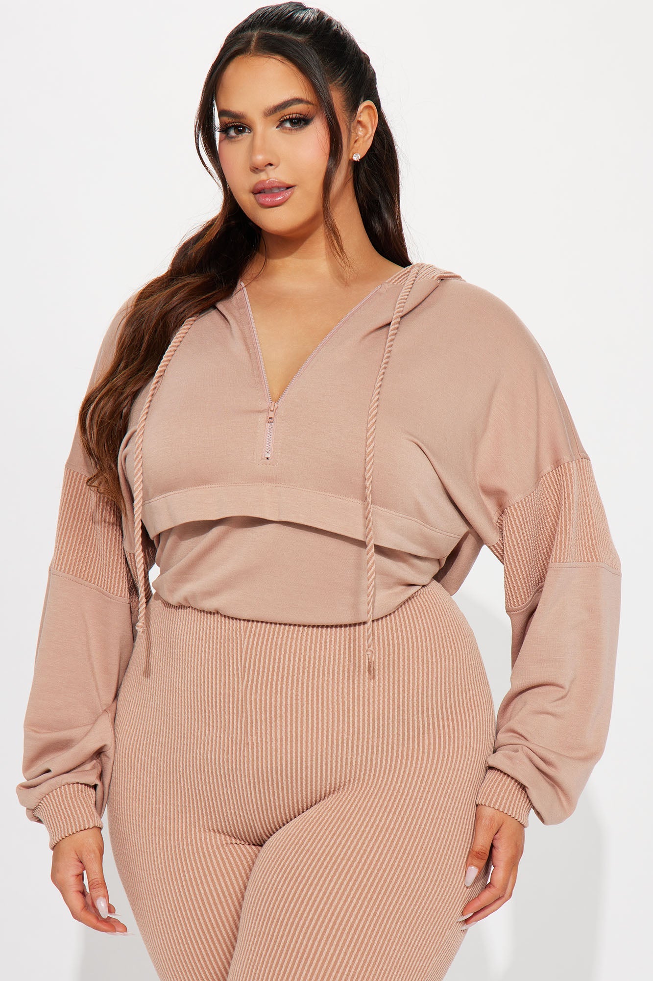 Off The Stage Hoodie Jumpsuit - Taupe