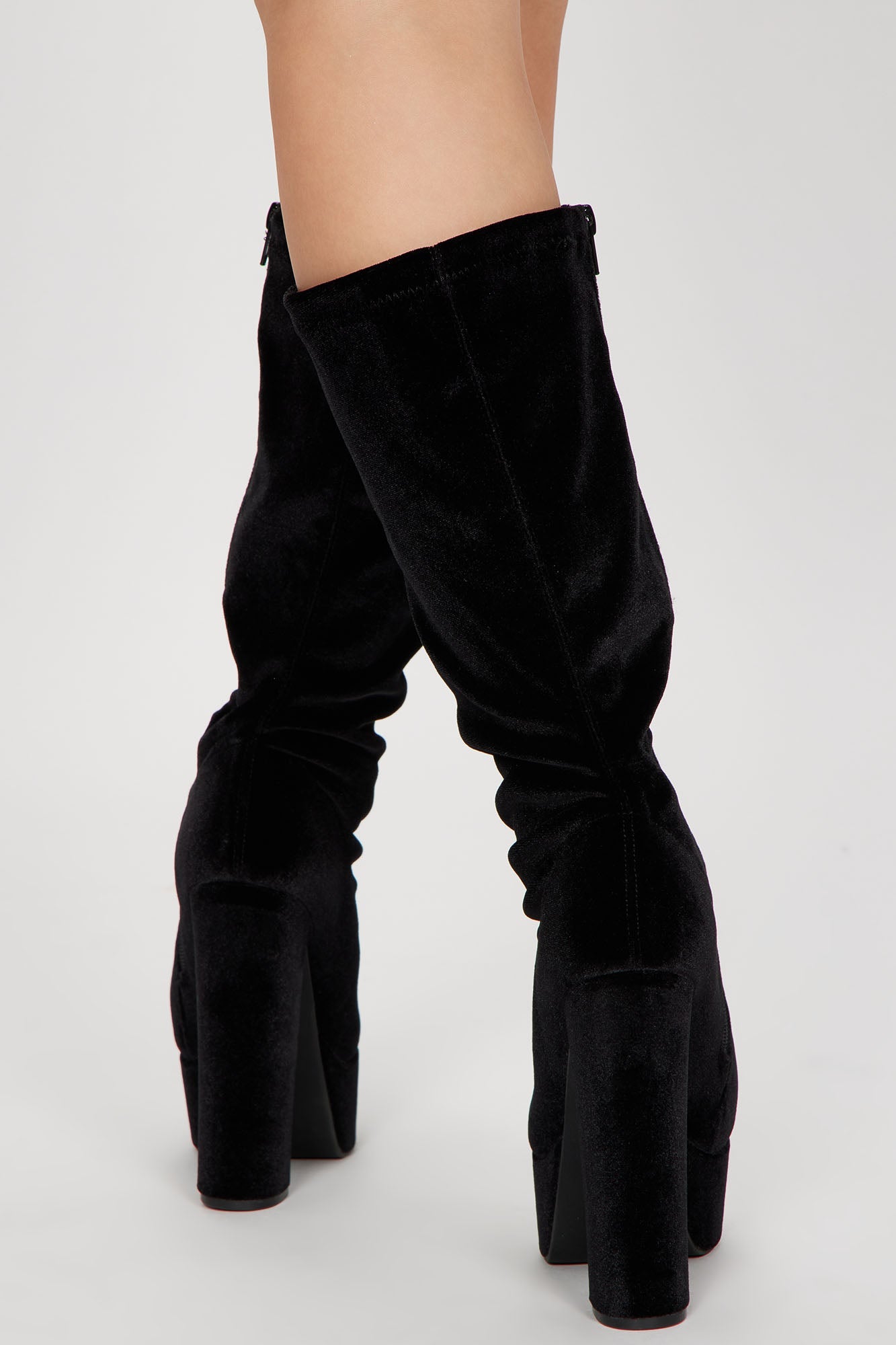 Fun Nights Knee High Heeled Boots - Black
