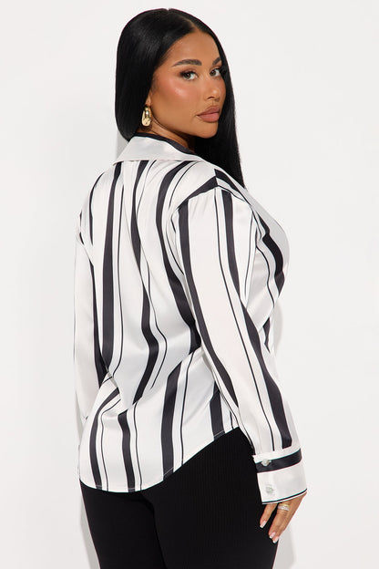 Anni Striped Satin Shirt - Black/combo
