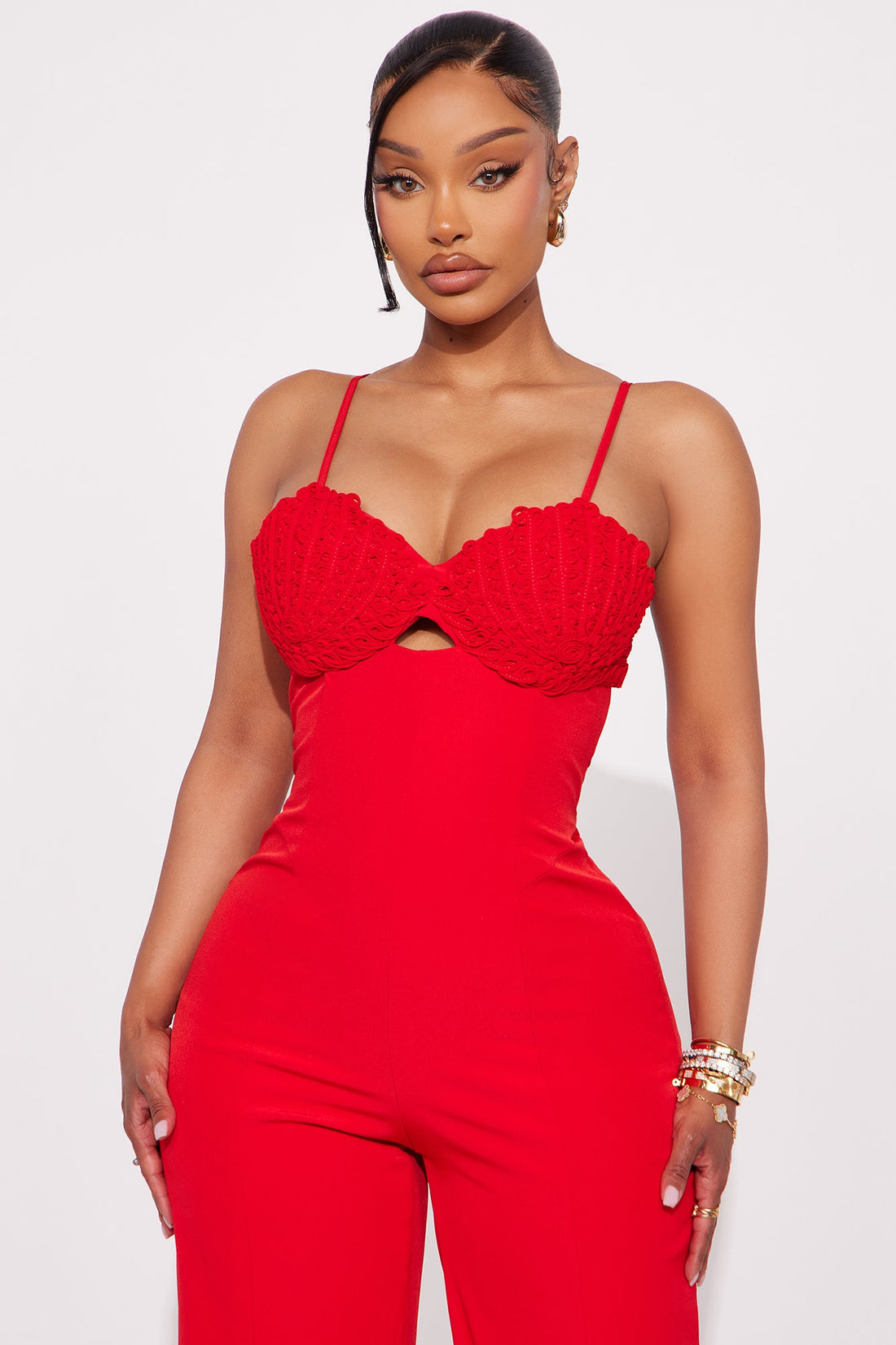 Tell Me When Wide Leg Jumpsuit - Red
