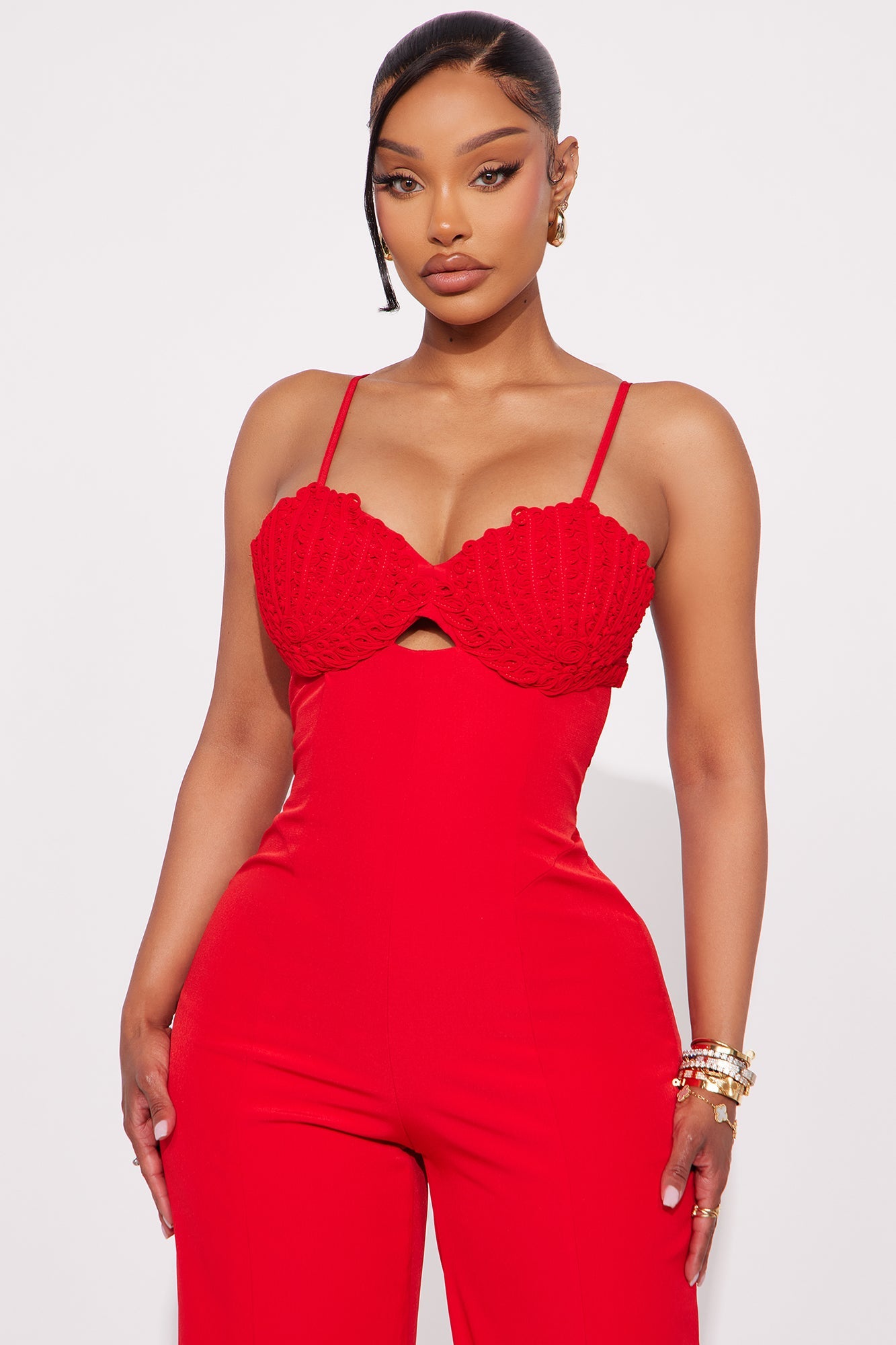 Tell Me When Wide Leg Jumpsuit - Red