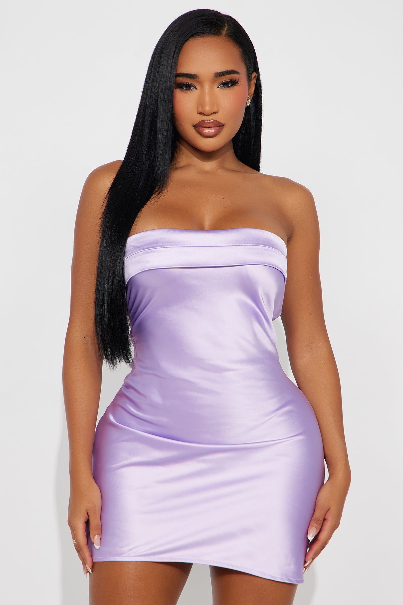Andra Cowl Back Satin Mini Dress - Lavender