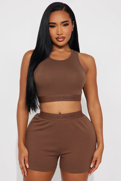 FN Mood High Neck Cotton Bra - Chocolate