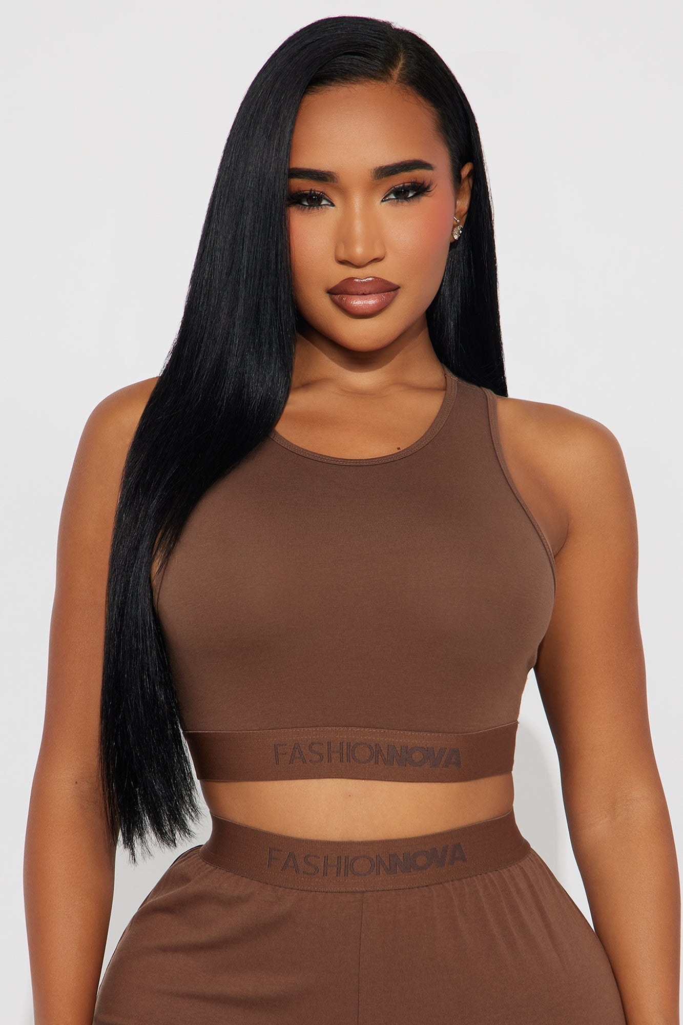 FN Mood High Neck Cotton Bra - Chocolate