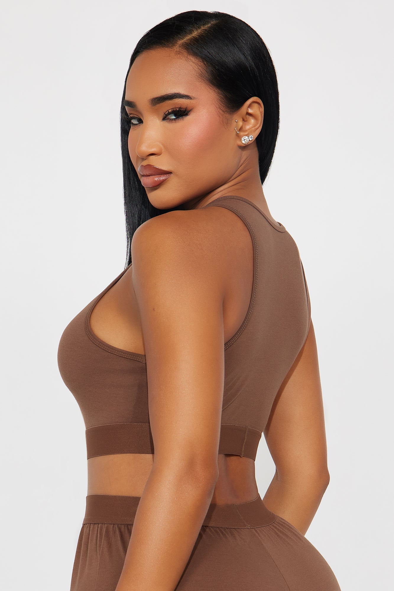 FN Mood High Neck Cotton Bra - Chocolate