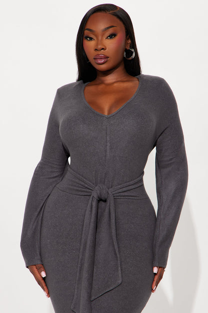 Sylvie Sweater Midi Dress - Dark Grey