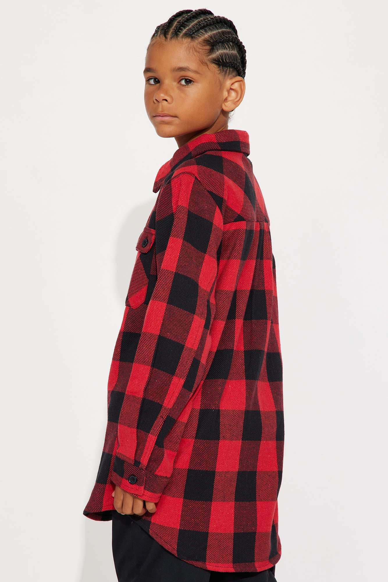 Mini Evan Plaid Button Down Shirt - Red/Black