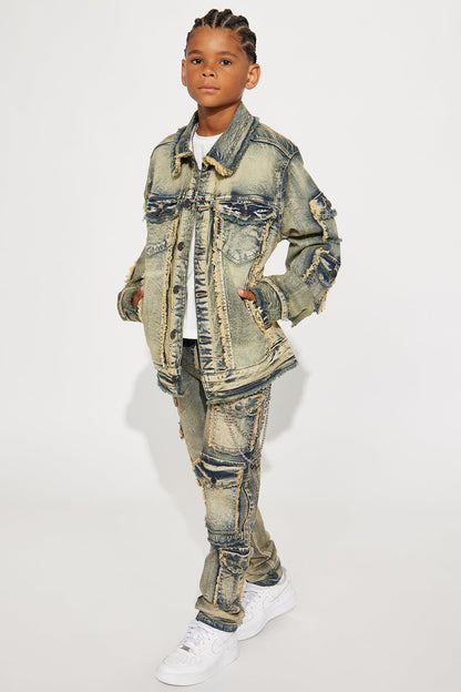 Mini Onto Something Fray Detail Denim Jacket - Vintage Wash