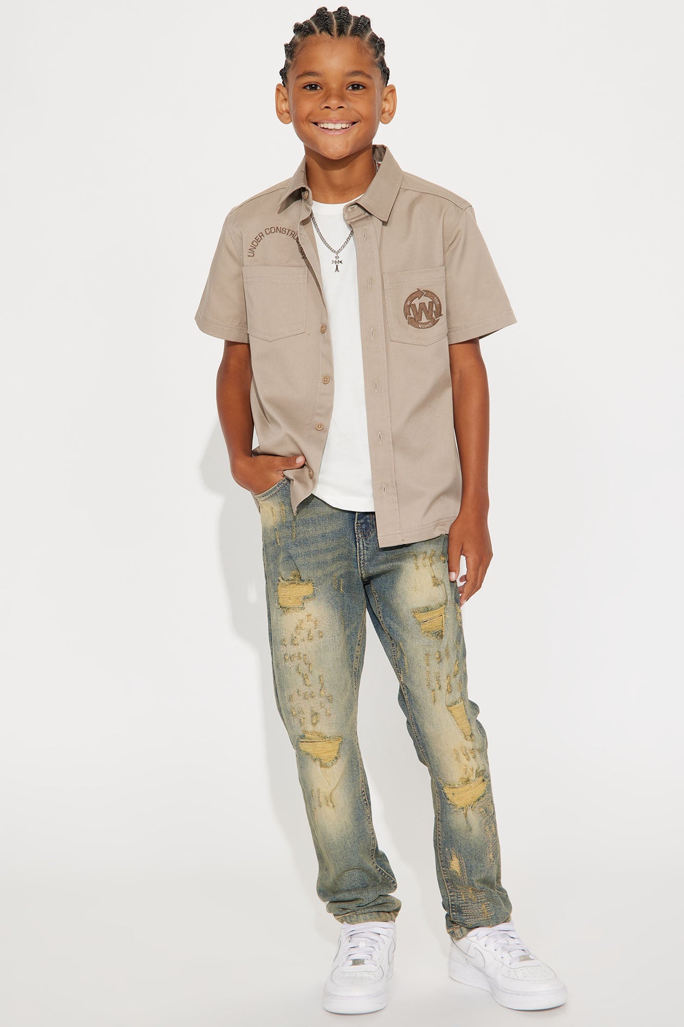 Mini Skinny Looking Out Ripped And Repair Jeans - Vintage Blue Wash