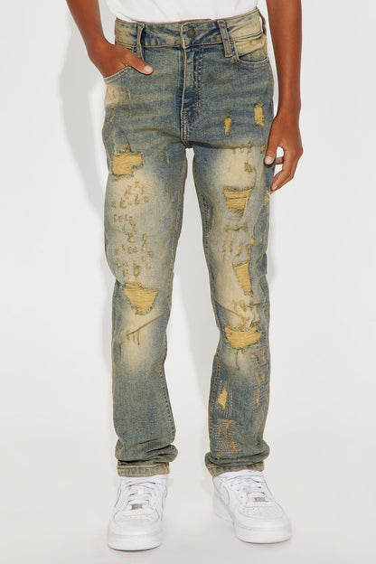 Mini Skinny Looking Out Ripped And Repair Jeans - Vintage Blue Wash