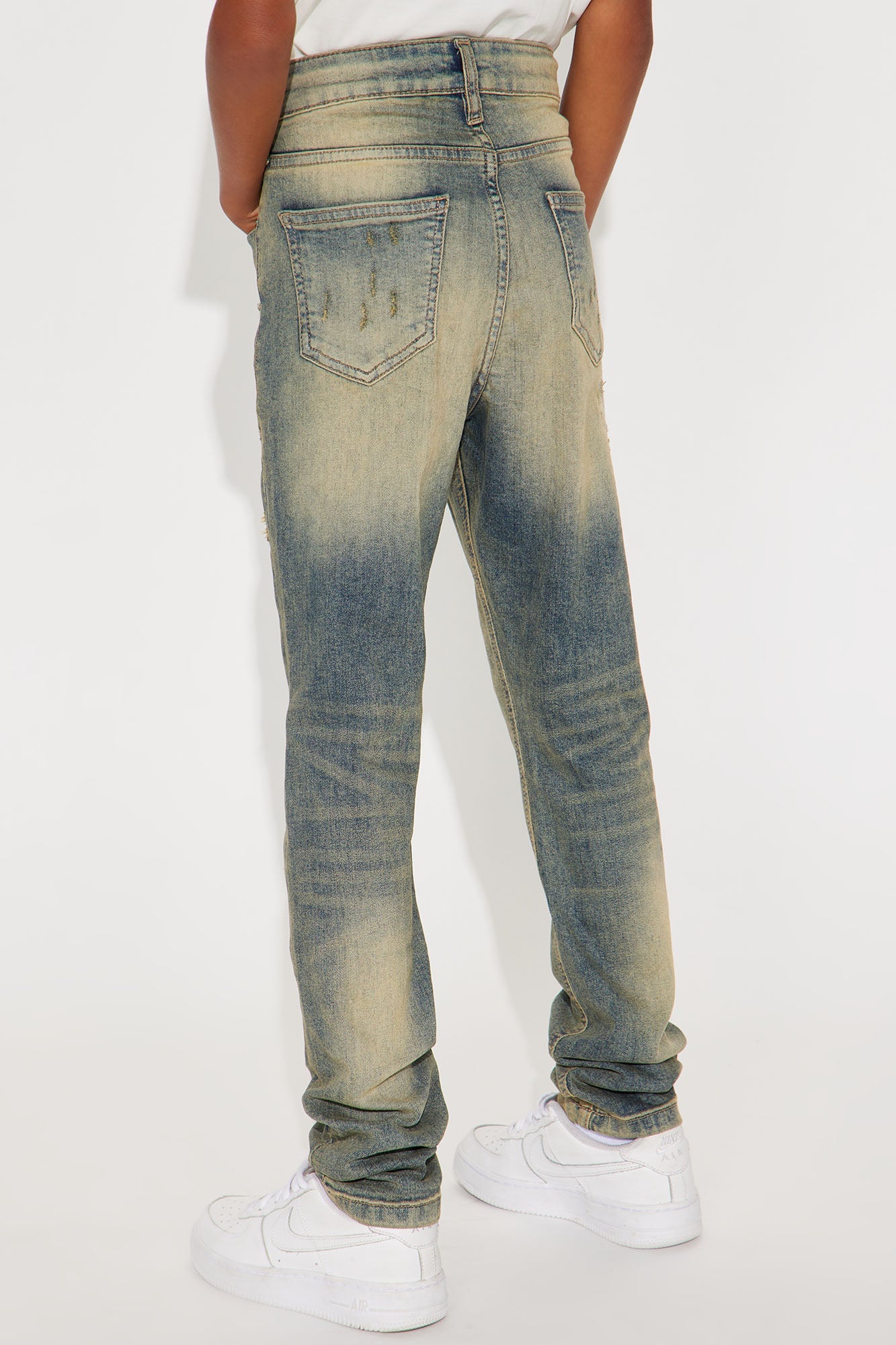 Mini Skinny Looking Out Ripped And Repair Jeans - Vintage Blue Wash